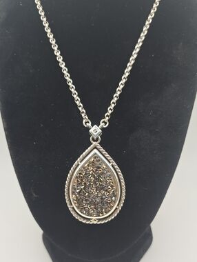 Brighton Silver Teardrop "Crystal Rocks" Pendant Necklace